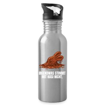 Hasi Ostern Schokohase lustig - Trinkflasche mit integriertem Trinkhalm - Lightsilver - Rechts