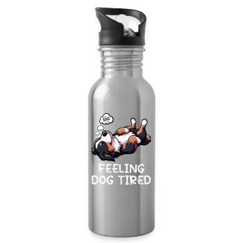 Feeling Dog Tired Berner Sennenhund Sennenhunde  - Trinkflasche mit integriertem Trinkhalm - Lightsilver - Rechts