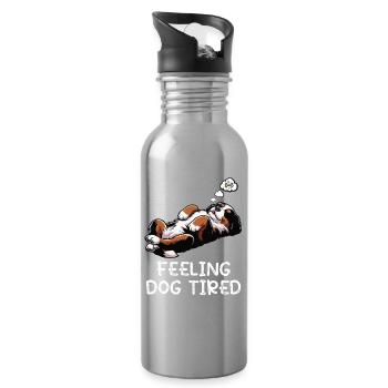 Feeling Dog Tired Berner Sennenhund Sennenhunde  - Trinkflasche mit integriertem Trinkhalm - Lightsilver - Rechts