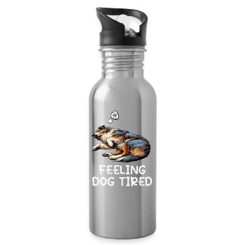 Feeling Dog Tired Australian Shepherd Aussiehalter - Trinkflasche mit integriertem Trinkhalm - Lightsilver - Rechts