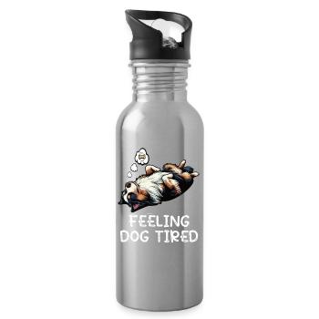 Feeling Dog Tired Australian Shepherd Aussiehalter - Trinkflasche mit integriertem Trinkhalm - Lightsilver - Rechts