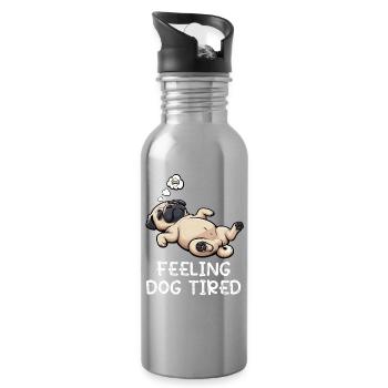Feeling Dog Tired Pug Pugs Pug Owner Pug Dog - Water bottle with straw - silver - Right