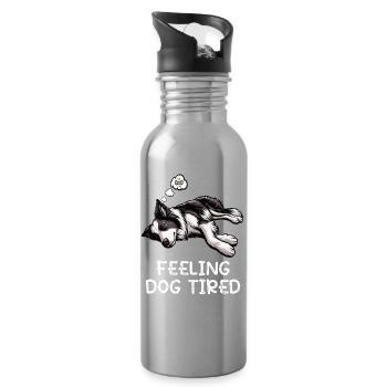 Propriétaire de Border Collie Collie fatigué - Gourde avec paille intégrée - argent clair - Droite