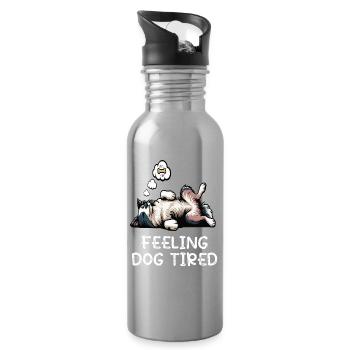 Propriétaire de Border Collie Collie fatigué - Gourde avec paille intégrée - argent clair - Droite