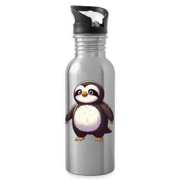 Fantasme mythique amusant de pingouins et paresseux - Gourde avec paille intégrée - argent clair - Droite