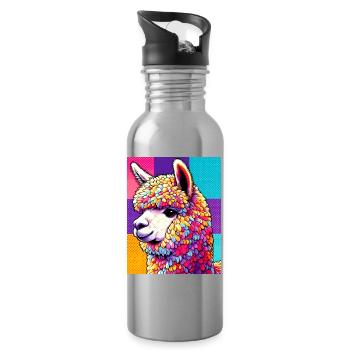 Alpaka - Trinkflasche mit integriertem Trinkhalm - Lightsilver - Rechts