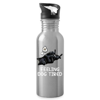 Propriétaire de berger noir fatigué par le chien - Gourde avec paille intégrée - argent clair - Droite