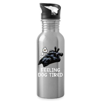 Propriétaire de berger noir fatigué par le chien - Gourde avec paille intégrée - argent clair - Droite