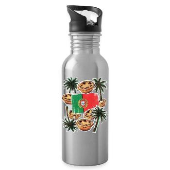 Portugal_Flagge_Toertchen - Trinkflasche mit integriertem Trinkhalm - Lightsilver - Rechts