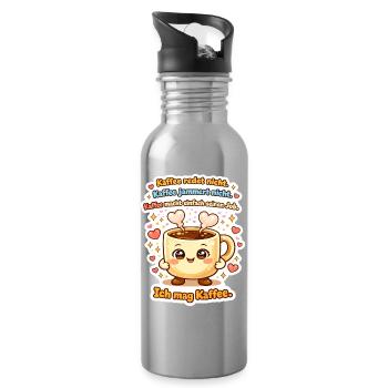 Ich Mag Kaffee Redet Nicht Becher - Trinkflasche mit integriertem Trinkhalm - Lightsilver - Rechts