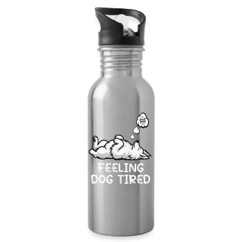 Chien blanc épuisé - Gourde avec paille intégrée - argent clair - Droite