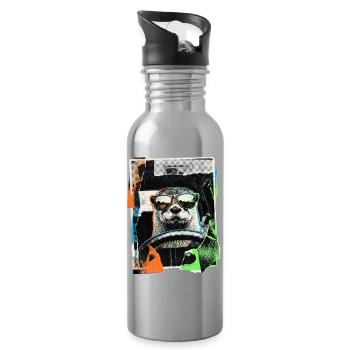 funny otter - Water bottle with straw - silver - Right