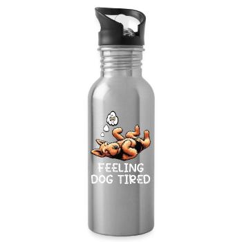 Feeling Dog Tired Airedale Terrier Airedales - Water bottle with straw - silver - Right