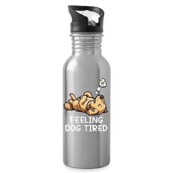 Feeling Dog Tired Golden Retriever Goldie Goldies - Trinkflasche mit integriertem Trinkhalm - Lightsilver - Rechts