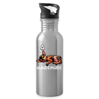 Hundemüde Zwergpinscher Pinscher Pinscherbesitzer - Trinkflasche mit integriertem Trinkhalm - Lightsilver - Rechts