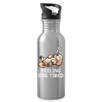 Feeling Dog Tired Cocker Spaniel Cockerhund Cocker - Water bottle with straw - silver - Right
