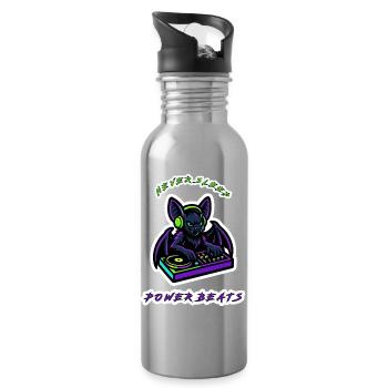 Neon Bat DJ Power Beats - Trinkflasche mit integriertem Trinkhalm - Lightsilver - Rechts