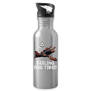 Feeling Dog Tired Doberman Doberman Owner - Water bottle with straw - silver - Right