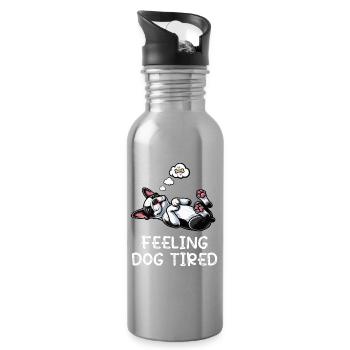Feeling Dog Tired Boston Terrier Bostiebesitzer - Trinkflasche mit integriertem Trinkhalm - Lightsilver - Rechts
