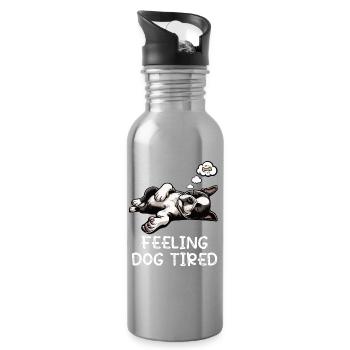 Feeling Dog Tired Boston Terrier Bostiebesitzer - Trinkflasche mit integriertem Trinkhalm - Lightsilver - Rechts