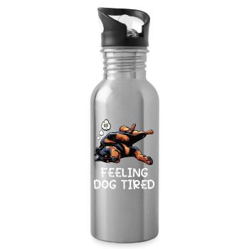 Feeling Dog Tired Rottweiler Rottweilerbesitzer  - Trinkflasche mit integriertem Trinkhalm - Lightsilver - Rechts