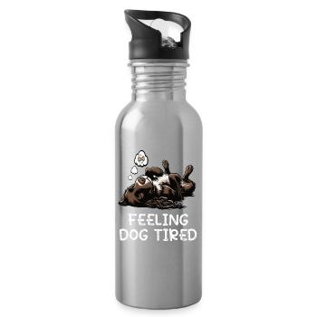 Feeling Dog Tired Münsterländer Münsterländerhund - Water bottle with straw - silver - Right
