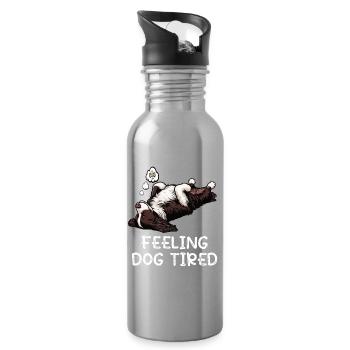 Feeling Dog Tired Münsterländer Münsterländerhund - Water bottle with straw - silver - Right