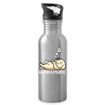 Hundemüde Labrador Labradorbesitzer Labradorhalter - Trinkflasche mit integriertem Trinkhalm - Lightsilver - Rechts