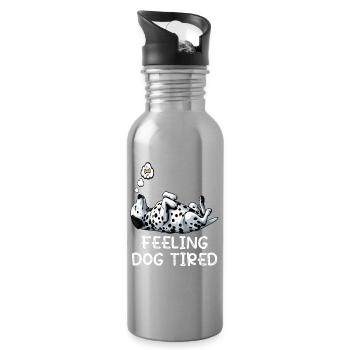 Feeling Dog Tired Dalmatian Dalmatian Owner - Water bottle with straw - silver - Right