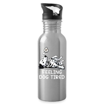 Feeling Dog Tired Dalmatian Dalmatian Owner - Water bottle with straw - silver - Right