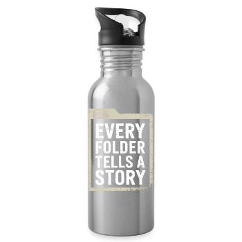 Every Folder Tells a Story - Water bottle with straw - silver - Right