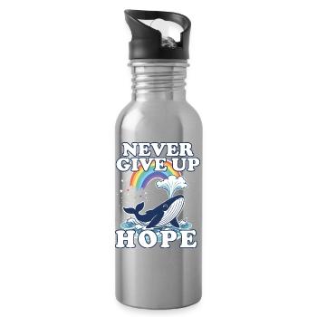 Never give up Hope  - Trinkflasche mit integriertem Trinkhalm - Lightsilver - Rechts