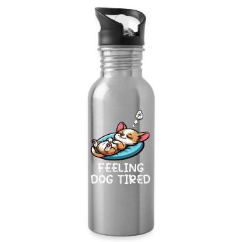 Feeling Dog Tired Chihuahua Chihuahua Owner Chi - Water bottle with straw - silver - Right