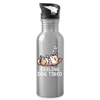 Feeling Dog Tired Chihuahua Chihuahua Owner Chi - Water bottle with straw - silver - Right