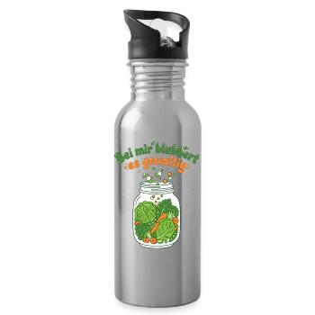 Fermentation Vegetable Mason Jar Bubbling - Water bottle with straw - silver - Right