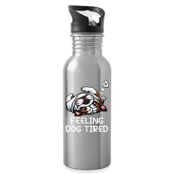 Feeling Dog Tired English Bulldog Bully Holder - Water bottle with straw - silver - Right