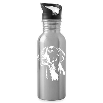 Gotland Dog Head "Black Edition" - Water bottle with straw - silver - Right