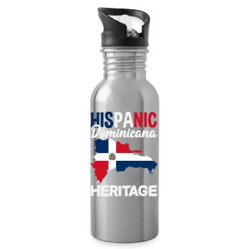 Dominican Republic Flag Dom Rep Pride - Water bottle with straw - silver - Right