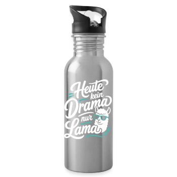 Heute kein Drama nur Lama Spruch - Trinkflasche mit integriertem Trinkhalm - Lightsilver - Rechts