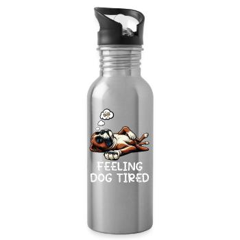 Feeling Dog Tired Boxer Boxer Dog German Boxer - Water bottle with straw - silver - Right