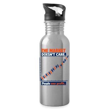 Menschen vor Profit Grafik - Trinkflasche mit integriertem Trinkhalm - Lightsilver - Rechts