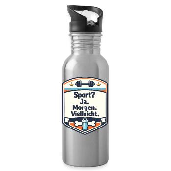 Sport Ja Morgen Vielleicht Badge - Trinkflasche mit integriertem Trinkhalm - Lightsilver - Rechts