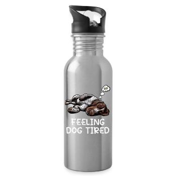 Feeling Dog Tired Deutsch Drahthaar drahthaar hund - Trinkflasche mit integriertem Trinkhalm - Lightsilver - Rechts