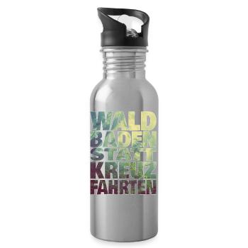 Waldbaden statt Kreuzfahrten - Trinkflasche mit integriertem Trinkhalm - Lightsilver - Rechts
