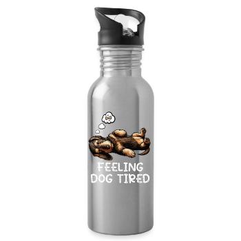Feeling Dog Tired Rauhaardackel Dackel Teckel - Trinkflasche mit integriertem Trinkhalm - Lightsilver - Rechts