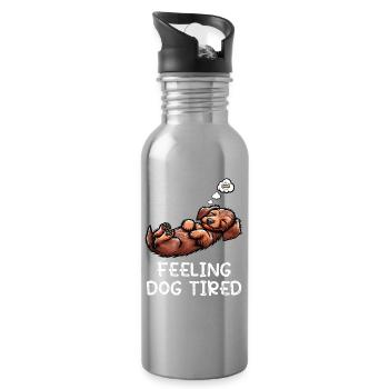 Feeling Dog Tired Rauhaardackel Dackel Teckel - Trinkflasche mit integriertem Trinkhalm - Lightsilver - Rechts