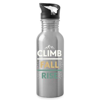Climbs Falls Raises Mountain - Water bottle with straw - silver - Right