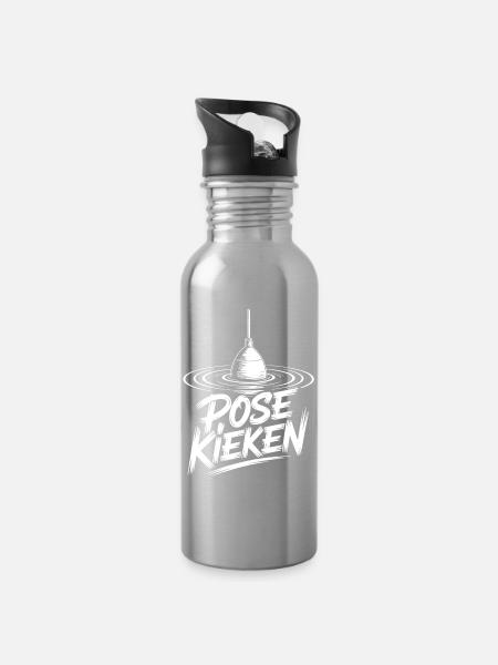 Pose Kieken Angeln - Trinkflasche mit integriertem Trinkhalm - Lightsilver