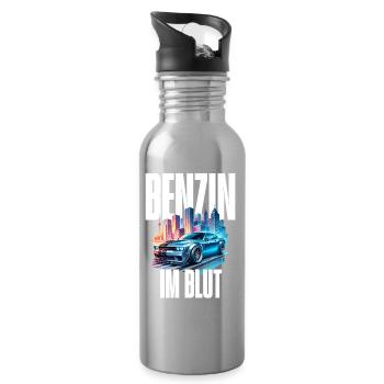 Benzin im Blut Neon - Trinkflasche mit integriertem Trinkhalm - Lightsilver - Rechts