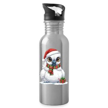 Poulet de soie drôle - Chapeau de Père Noël et... - Gourde avec paille intégrée - argent clair - Droite